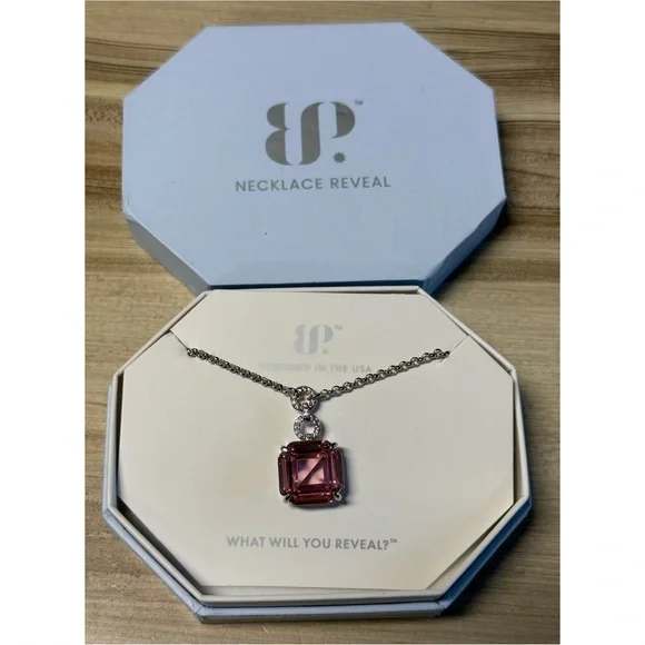 NWT Bomb Party Jewelry Rose Quartz Cubic Zirconia Pendant Necklace - Picture 4 of 10